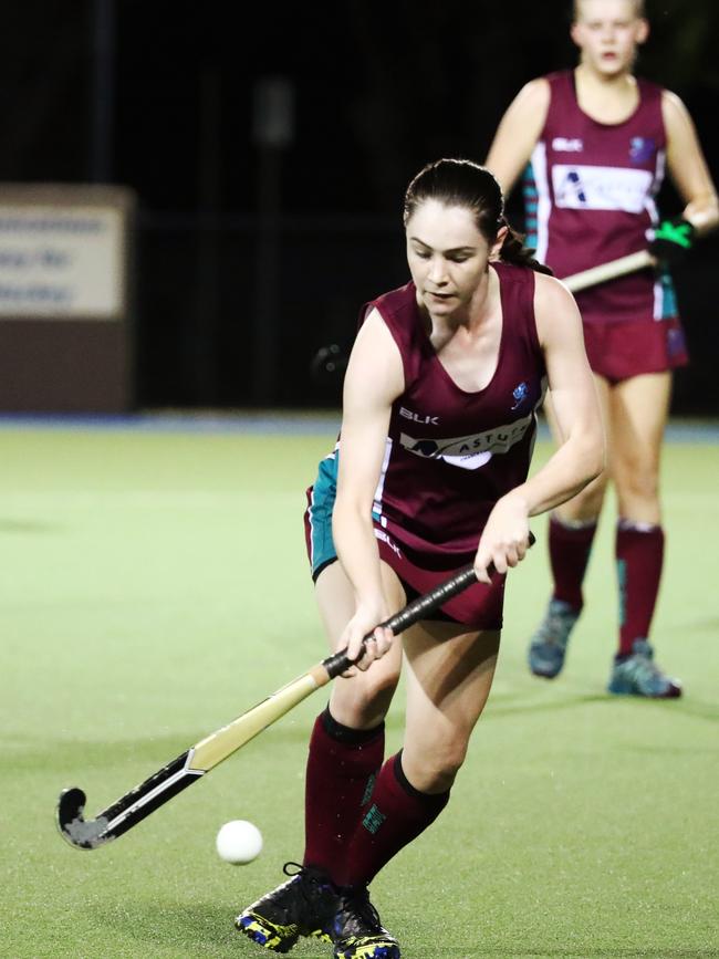 Brothers' Dannan Findlay controls the play in the Cairns Hockey A Grade women's match between Cairns Brothers and Cairns Saints. PICTURE: BRENDAN RADKE