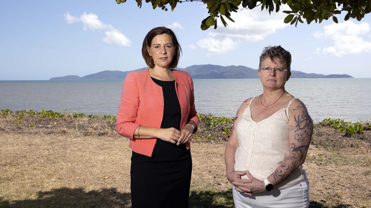 Samantha Kingsley (right) owner of fish and chip shop Sami's Place has been broken into 11 times in seven years. Speaking with Frecklington about her curfew promise, hoping maybe this will decrease her troubles. Photo: Sarah Marshall