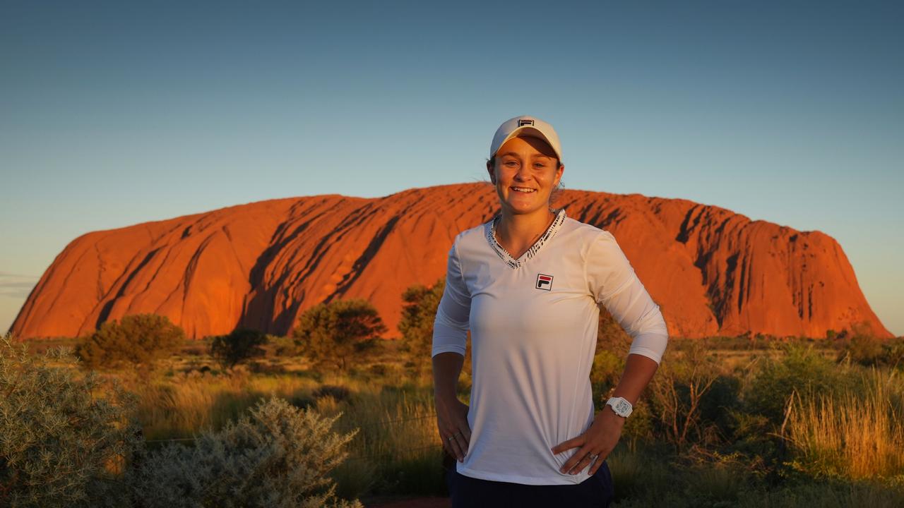 Barty made a special trip to Uluru following her Australian Open triumph. Picture: Scott Barbour/Tennis Australia