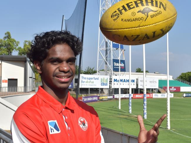 Gunbalanya's Brendon Minkulk is the pride of NTFL club Waratah this week after his Round 6 nomination for the 2019 NT News Rising Star award