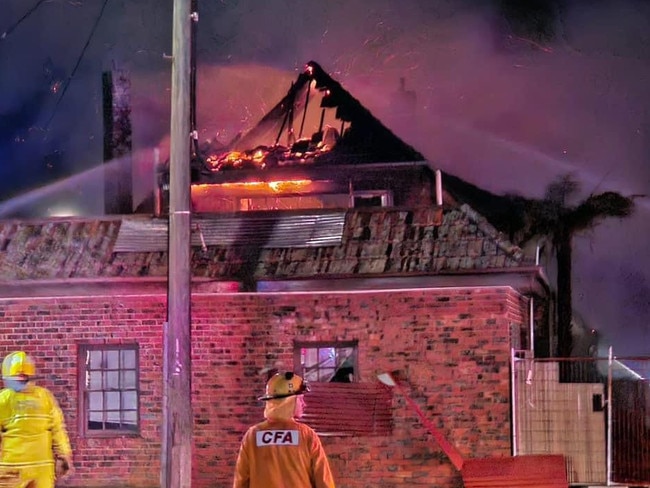 CFA crews worked to extinguish the fire. Picture: Facebook/Louise Gordon