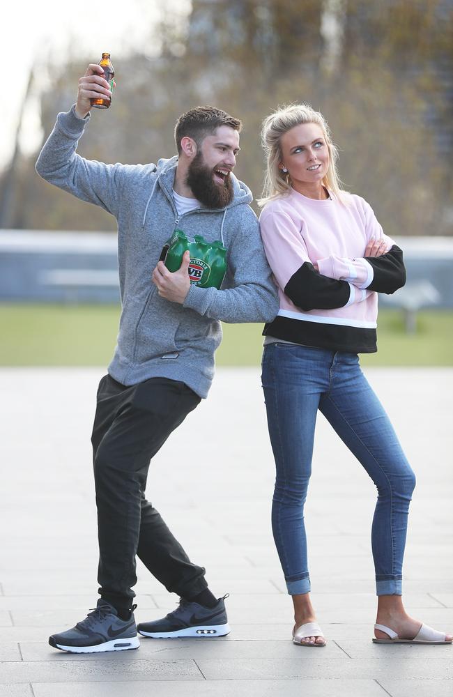 The Australian battle of the sexes continues: Ashley Salter with his girlfriend Shannon Lowe. Picture: Alex Coppel.