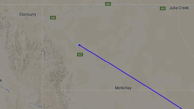 The plane reportedly crashed southeast of Cloncurry. Picture: Flight Radar 24