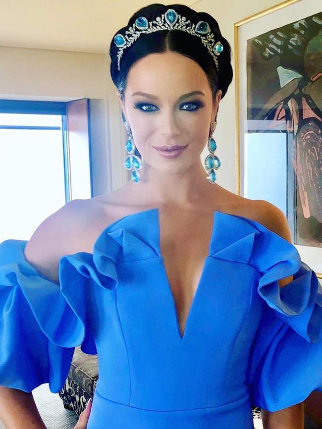 Gold Coast Girl Sabrina Durante just before her appearance at the Melbourne Cup to perform the National Anthem. Picture: Richard De Chazal