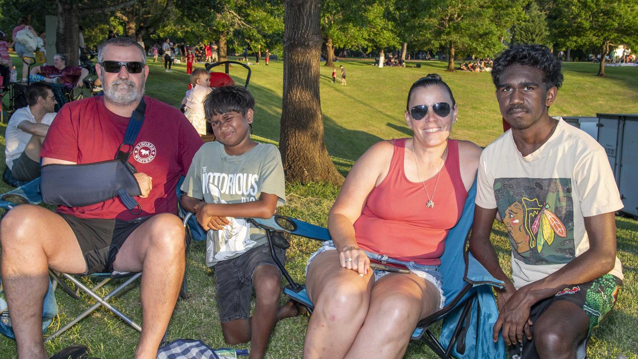 (From left) Malcholm Armstrong, Zach Anderson, Erin Armstrong and Corey OÃ&#149;Keefe. Triple M Mayoral Carols by Candlelight. Sunday 8th December, 2024. Picture: Nev Madsen.