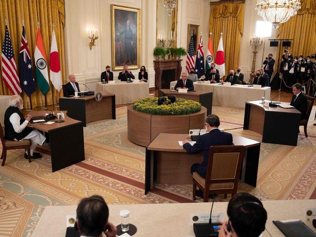 US President Joe Biden was joined by the prime ministers of India, Japan and Australia for the the first-ever in-person Quad Leaders Summit at the White House. Picture: AFP