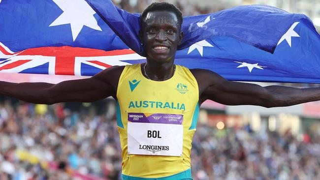 BIRMINGHAM 2022 COMMONWEALTH GAMES. 07/08/2022   .  Track and Field at Alexander Stadium.  Mens 800 mtr final . Australian Peter Bol after finishing 2nd behind Wyclife Kimyanal of Kenya . Picture: Michael Klein