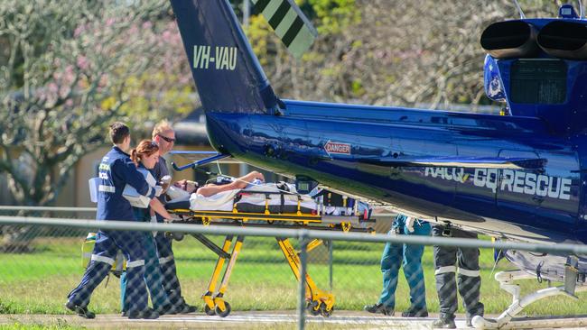 CQ Rescue helicopter at Ayr Hospital. Picture: NewsWire / Scott Radford-Chisholm