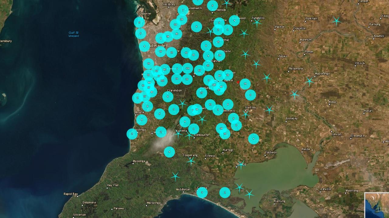 The felt reports from Tuesday night’s earthquake. Picture: Geoscience Australia