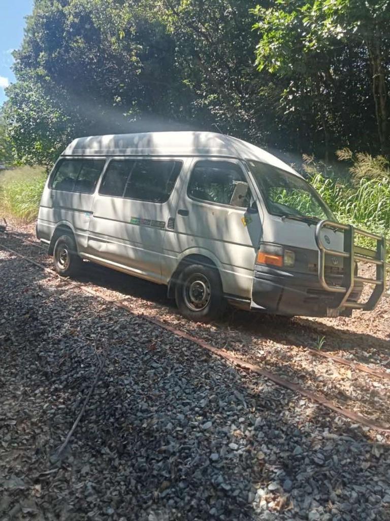 Zap De Jong's stolen van was discovered by his friend on cane rail tracks near the Greenpatch Campground in Gordonvale. Picture: Supplied by Zap De Jong