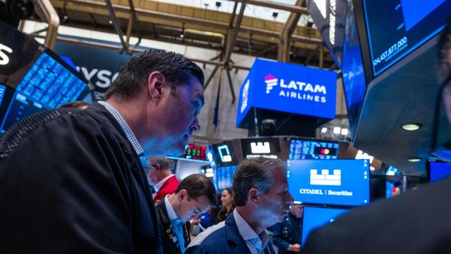 Traders on the floor of the New York Stock Exchange. Picture: Spencer Platt/AFP