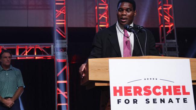 Herschel Walker delivers his concession speech. Picture: Getty Images via AFP.