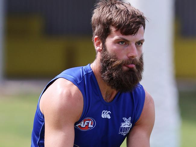 North Melbourne training at Metricon Stadium..21/08/2020.... . Luke McDonald of the Kangaroos  at training today  . Pic: Michael Klein