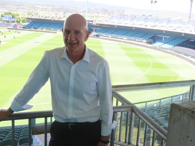 NTFA president and former premier Peter Gutwein at Launceston's UTAS Stadium on Friday. Picture: Jon Tuxworth