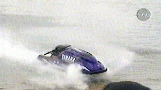 SEPTEMBER 26, 2002: Video grab of out-of-control jet ski heading across the lake at Sea World towards spectators on the Gold Coast.