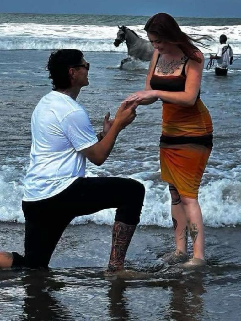 The pair got engaged in Bali last year and had planned to go back to tie the knot in August. Picture: Supplied