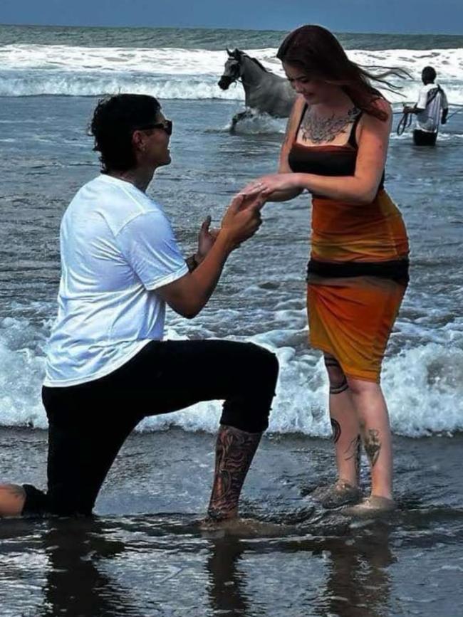 The pair got engaged in Bali last year and had planned to go back to tie the knot in August. Picture: Supplied