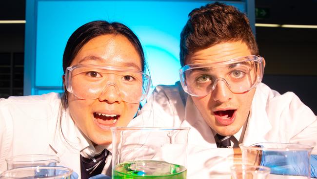 John Monash Science School Year 11 students Sebastien and Jennifer. Picture: Sarah Matray