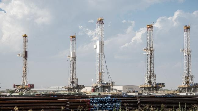 Drilling equipment is stacked in Odessa. Picture: Cengiz Yar