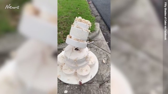 Abandoned wedding cake on Melbourne street