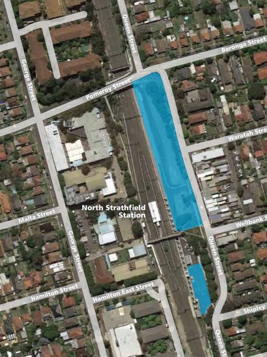 North Strathfield station site for the Sydney Metro West project.