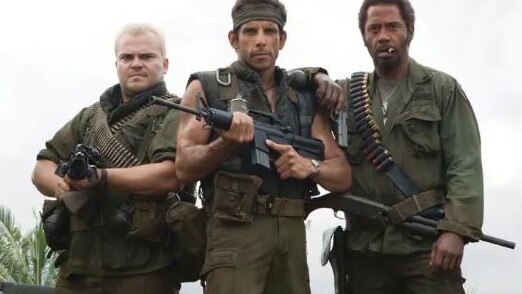 Downey Jr starred alongside Jack Black and Ben Stiller in Tropic Thunder in 2008. Picture: Paramount