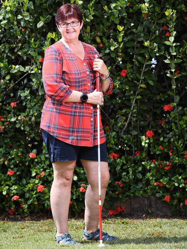 White cane user, Michelle Orth, ahead of International White Cane Day 2024. Picture: Shae Beplate.