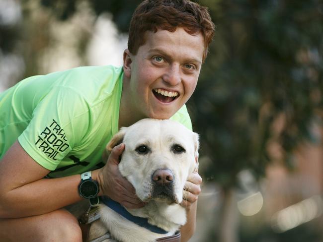 Ben said, 17, with guide dog Jontie. Picture: Tim Pascoe