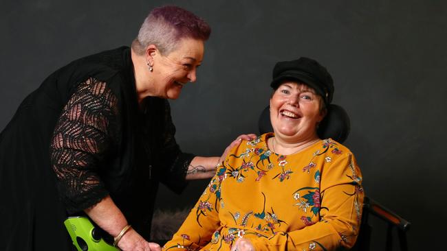 Sarah Brady back at home with her mother Lyn. Picture: Aaron Francis