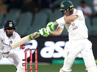 Tim Paine did his best to dig in against India. Picture: Getty Images 