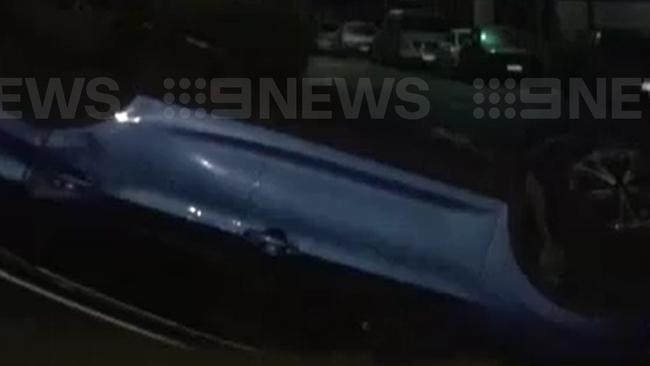 Scene of a crash involving two stolen vehicles in Currumbin Waters at about 2am on Wednesday February 7. Picture: Nine Gold Coast News.