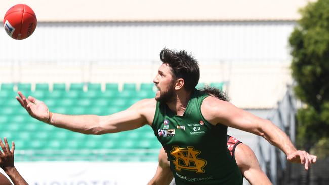 Former Carlton and North Melbourne forward Jarrad Waite is plying his trade with NTFL club St Mary’s. Picture: KATRINA BRIDGEFORD.