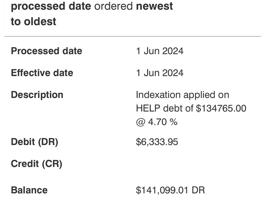 The 29-year-old is facing a $141,099 HECS debt. Picture: Supplied