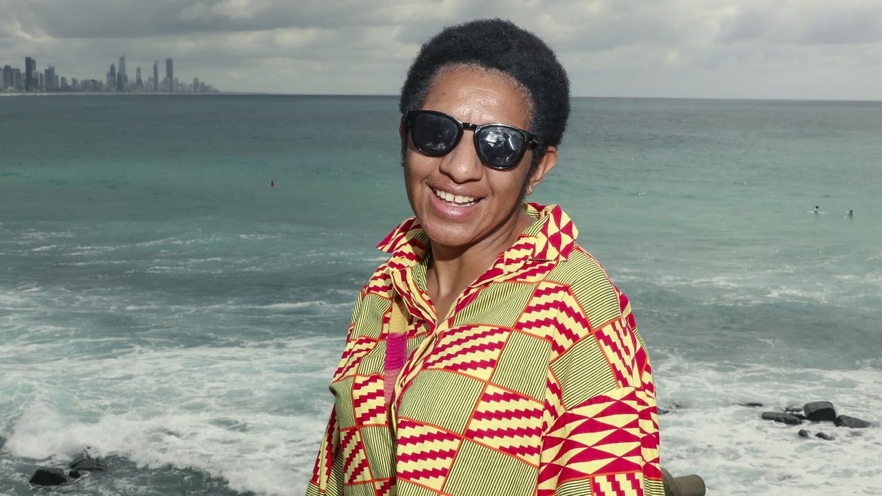 Freda Timbi among the crowd at the 2025 Gold Coast Open surf comp at Burleigh Heads. Picture: Glenn Campbell