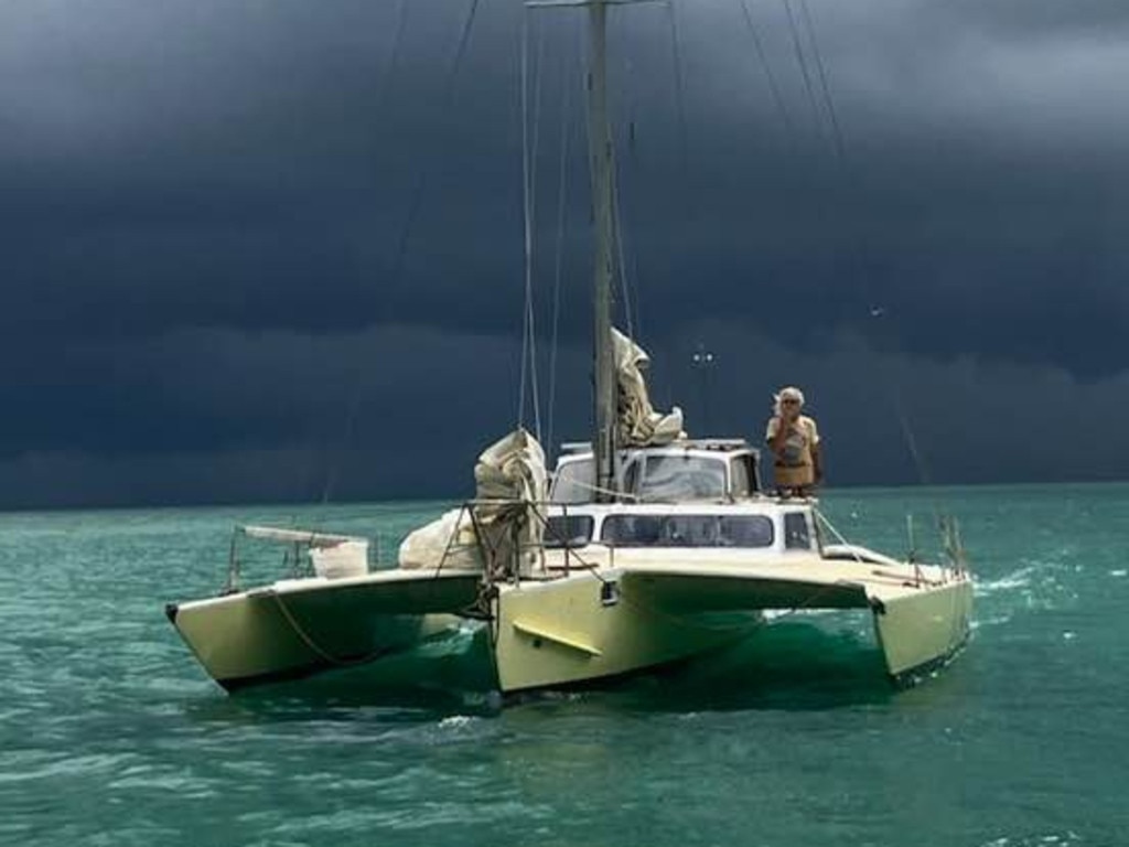 Tony McCracken’s Renegade trimaran was destroyed on a voyage north to rescue Robert’s belongings from his shipwrecked Tiga III boat.