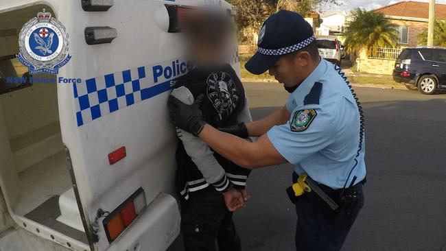 Abdallah Albatat is arrested at Guildford. Picture: NSW Police