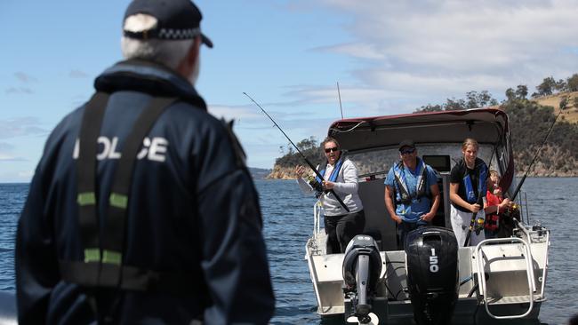 Ridealong with the Tasmanian Police Marine and Rescue Services during Rock Lobster season patrols. Picture: Zak Simmonds