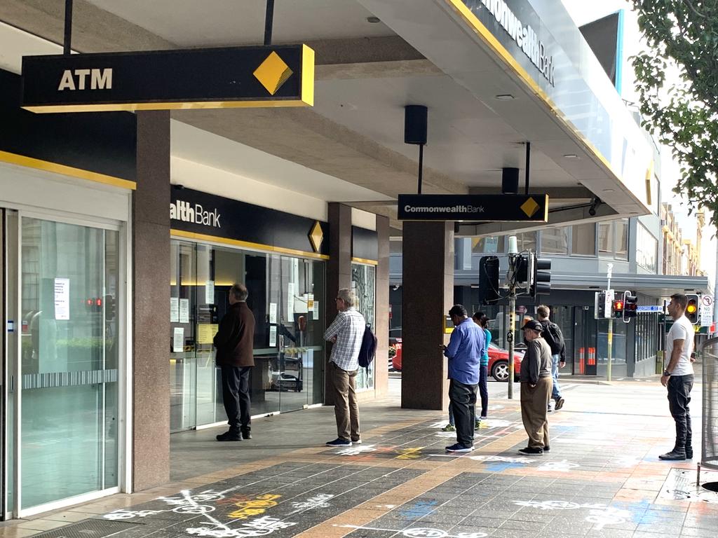 Social distancing at a Commonwealth Bank branch.