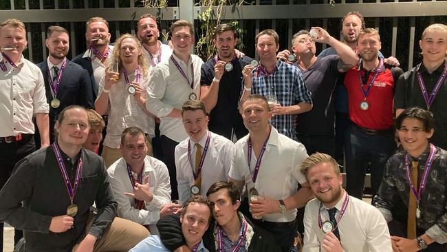 Gold Coast man Nicholas Hunter, 23, with his Bulldogs teammates. Picture: Supplied