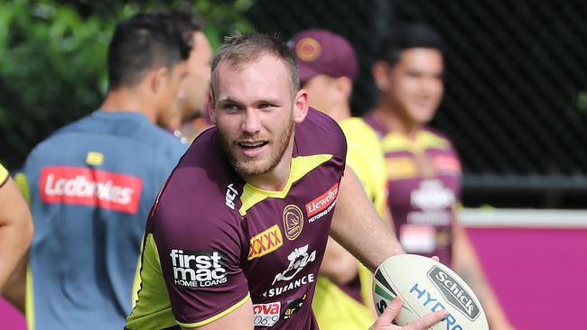 Matt Lodge. The Brisbane Broncos training at Red Hill. Pic Peter Wallis