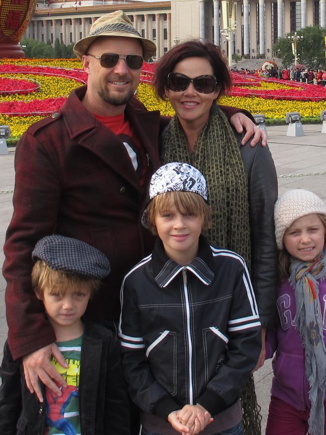 Anthony Maslin and Rin Norris, with their children Otis, Mo and Evie, who died in the MH17 disaster.