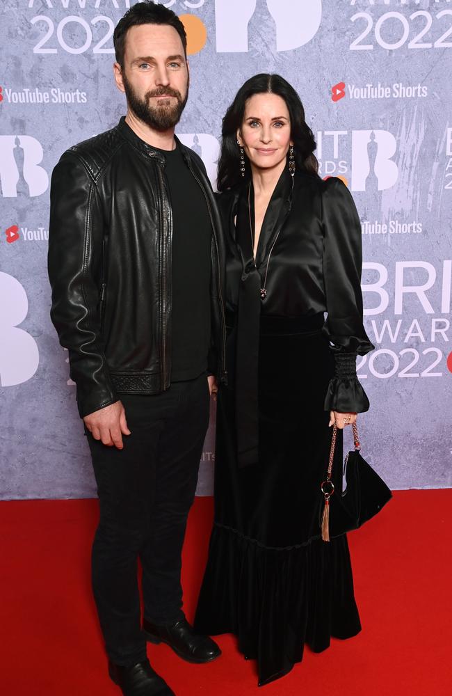 Johnny McDaid and Courteney Cox attend the Brit Awards 2022 at The O2 Arena. Picture: Dave J Hogan/Getty Images for BRIT Awards Limited