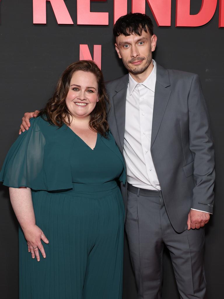 Jessica Gunning (L) and Richard Gadd attend the photocell for Netflix's Baby Reindeer at DGA Theater Complex on May 7 in Los Angeles, California. (Photo by Monica Schipper/Getty Images)