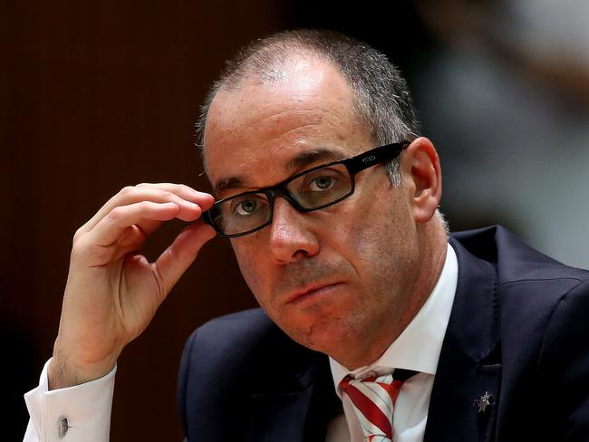 Andrew Thorburn, Group Chief Executive Officer of NAB appearing at a House of Representatives Standing Committee on Economics at Parliament House in Canberra. Picture Kym Smith