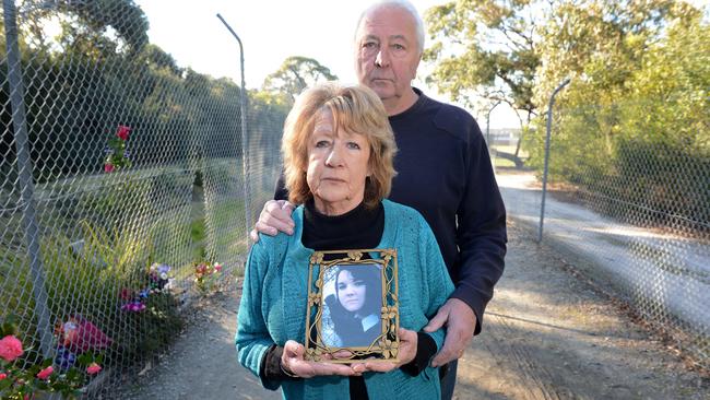 Natalie Russell’s parents Brian and Carmel at Nat's Track, which was built in honour of their daughter Natalie.