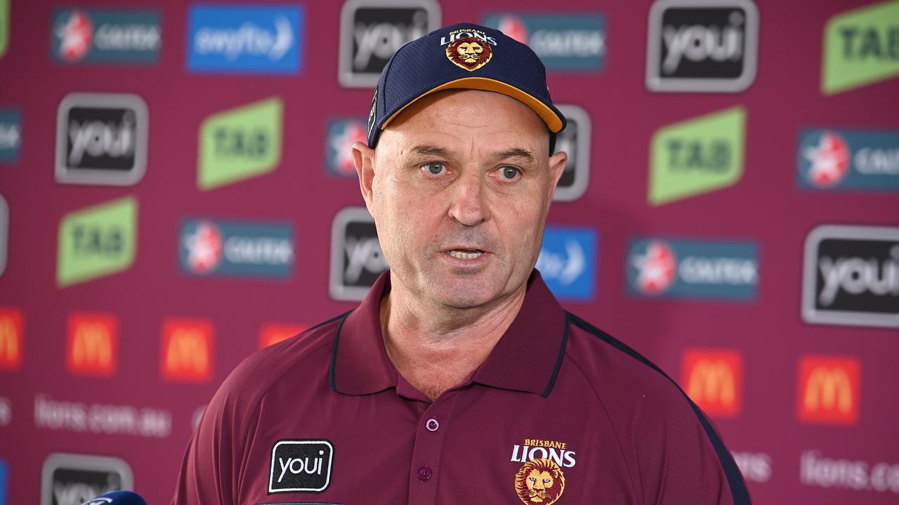 Brisbane Lions General Manager Football Danny Daly addresses the media. Picture: NCA NewsWIRE / John Gass