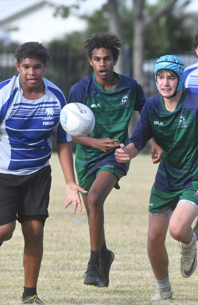 Cowboys Cup Schoolboys Football at Kern Brothers Drive. Townsville High against Pimlico High. Picture: Evan Morgan