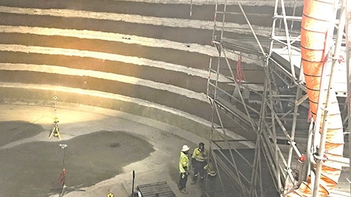 Workers in the Esmonde Street, East Lismore Reservoir. Picture: File