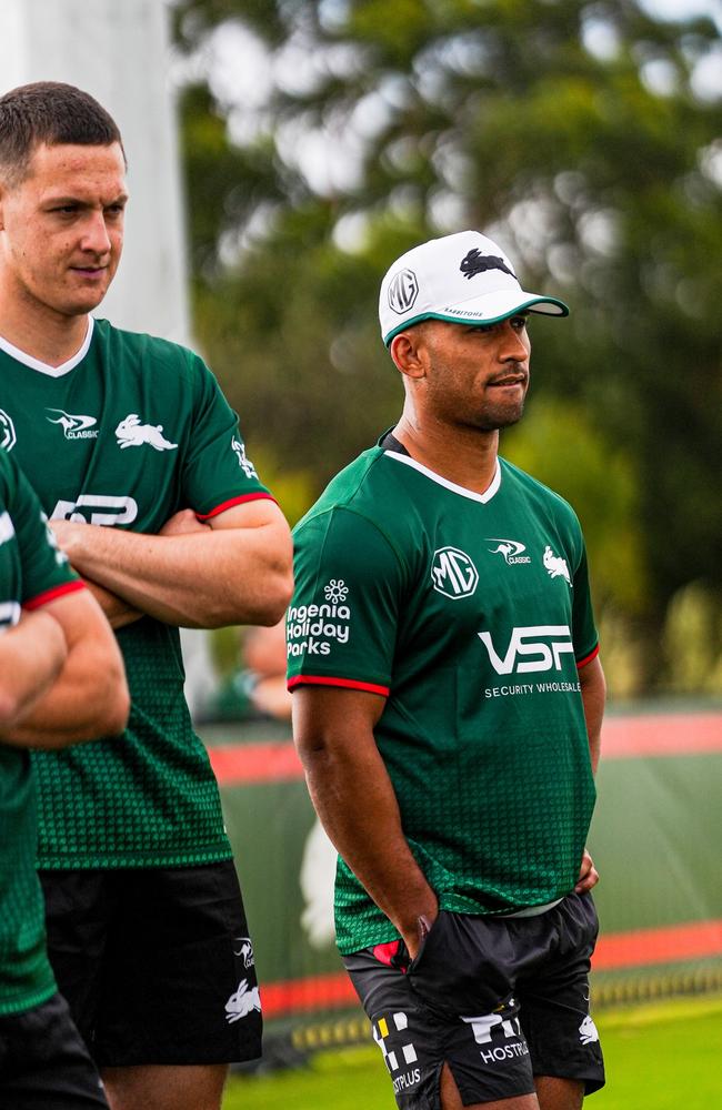 Townsville Blackhawks players join the South Sydney Rabbitohs for pre-season training. Josh Stuckey (R) and Bailey Biondi-Odo (L). Picture: South Sydney Rabbitohs.