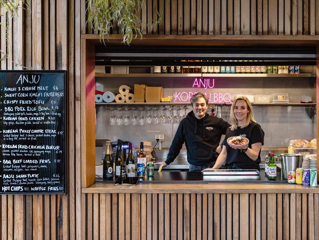 Anju's Chef DC and Michelle Newell, at In The Hanging Garden, have a great range of tasty Korean streetfood. Picture: Dearna Bond/DarkLab